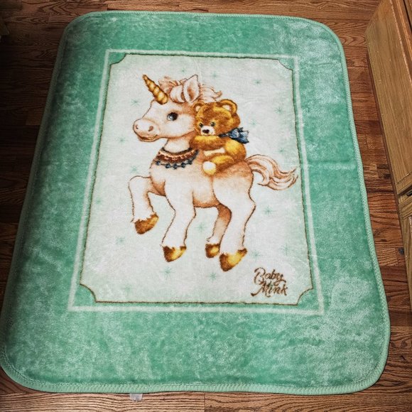 Novatex Bedding Vintage Rare Novatex Teddy Bear Riding A Unicorn